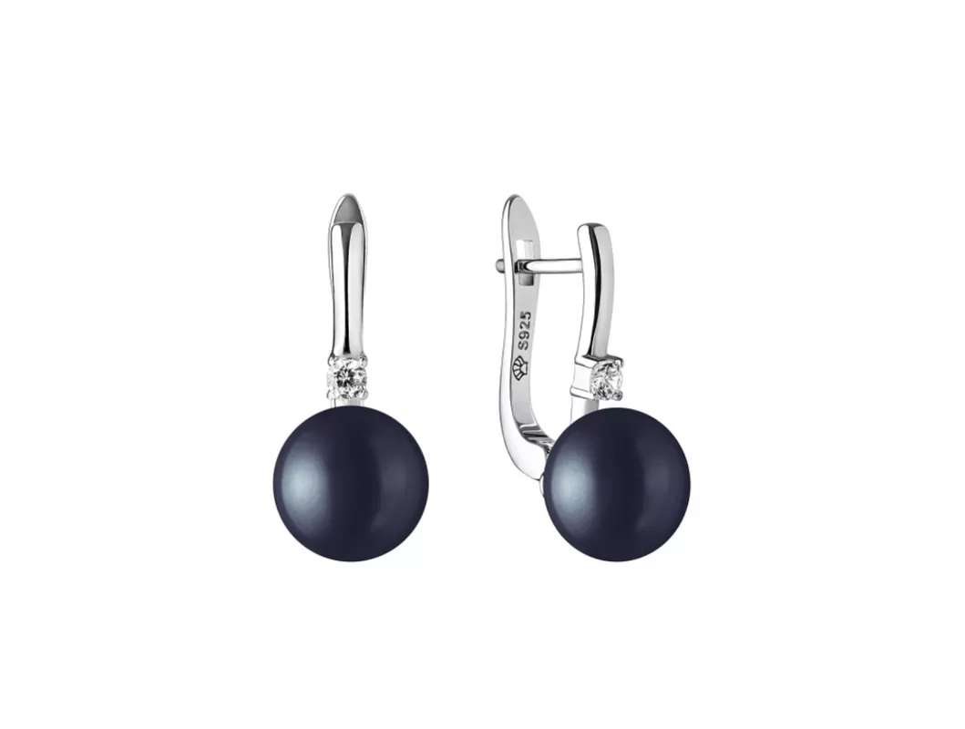 Eleganter Perlenohrring schwarz rund Eleganter Perlenohrring schwarz rund